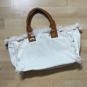 Chic White and Tan Tote Bag